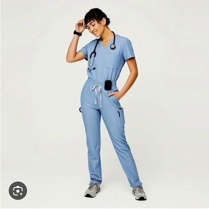 FIGS heather indigo Yola skinny scrub pants